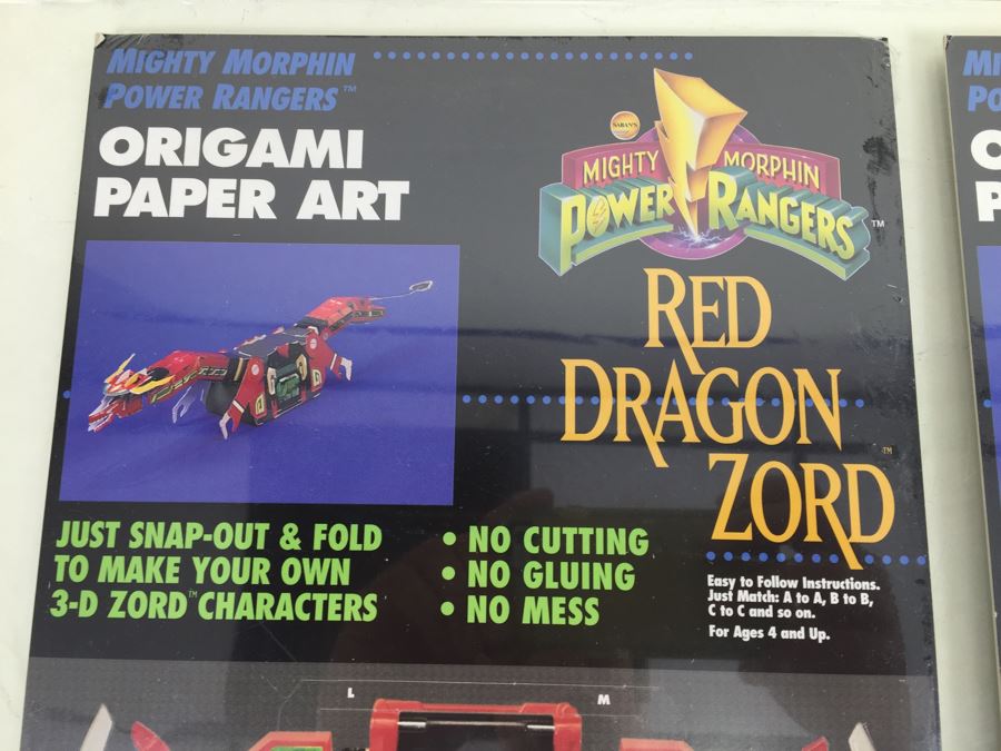 (6) Mighty Morphin Power Rangers Origami Paper Art 'White Tiger Zord', 'Tor The Shuttle Zord', And 'Red Dragon Zord' Vintage 1994 [Photo 3]