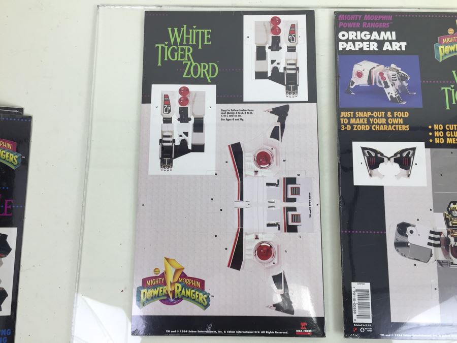 (6) Mighty Morphin Power Rangers Origami Paper Art 'White Tiger Zord', 'Tor The Shuttle Zord', And 'Red Dragon Zord' Vintage 1994 [Photo 7]