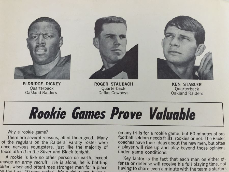 Oakland RAIDERS vs Dallas COWBOYS ROOKIE GAME July 21, 1969 Official Program 'Roger Staubach' 'John Madden' 'Ken Stabler' [Photo 3]