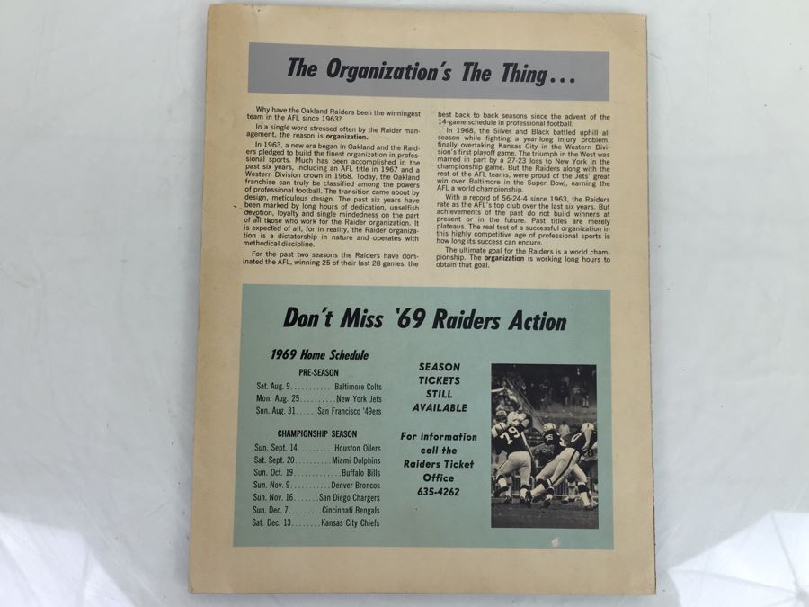 Oakland RAIDERS vs Dallas COWBOYS ROOKIE GAME July 21, 1969 Official Program 'Roger Staubach' 'John Madden' 'Ken Stabler' [Photo 7]
