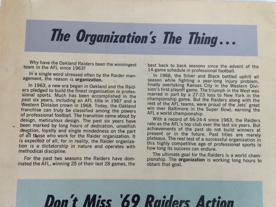 Oakland RAIDERS vs Dallas COWBOYS ROOKIE GAME July 21, 1969 Official Program 'Roger Staubach' 'John Madden' 'Ken Stabler' [Photo 8]