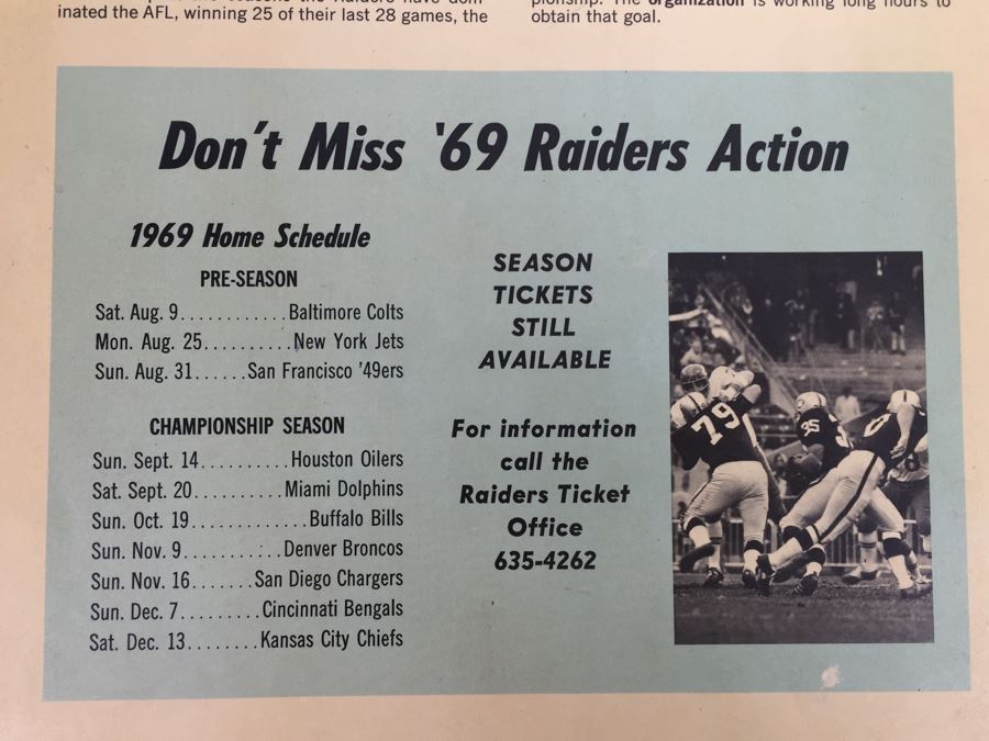 Oakland RAIDERS vs Dallas COWBOYS ROOKIE GAME July 21, 1969 Official Program 'Roger Staubach' 'John Madden' 'Ken Stabler' [Photo 9]