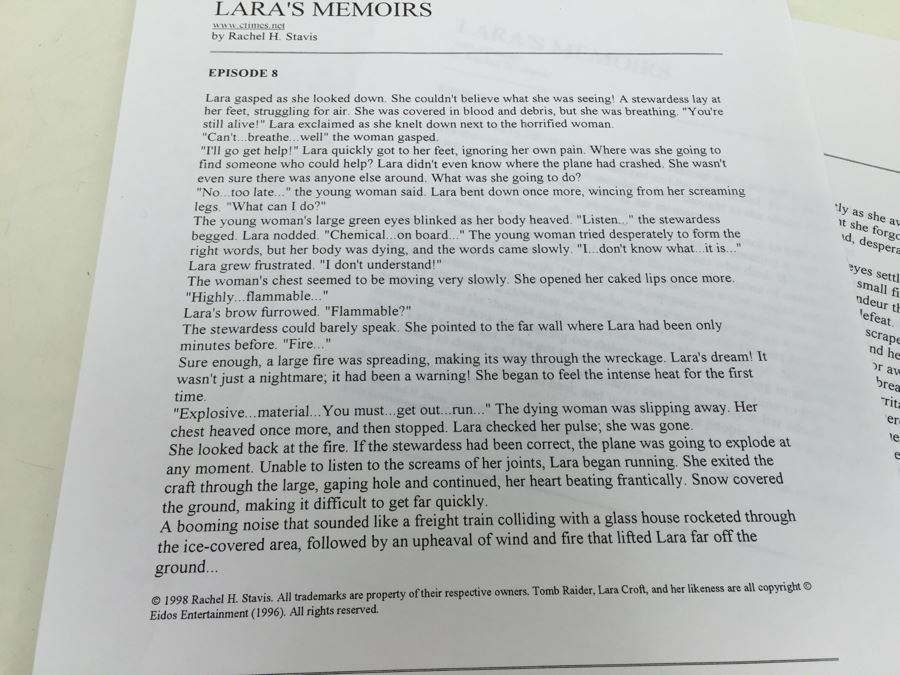 LARA'S MEMOIRS Lara Croft Tomb Raider Signed By Rachel H. Stavis Vintage 1998  [Photo 12]