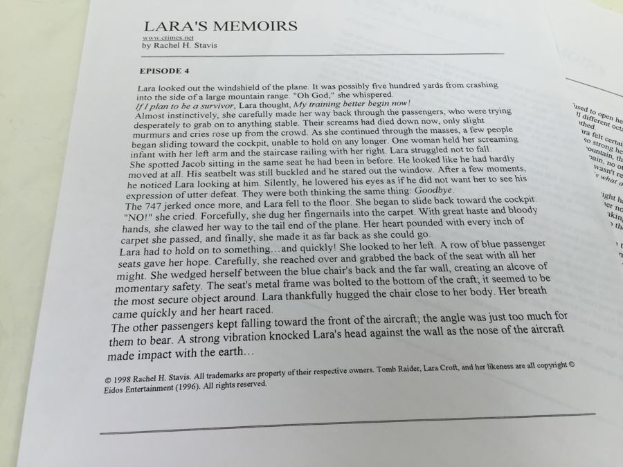 LARA'S MEMOIRS Lara Croft Tomb Raider Signed By Rachel H. Stavis Vintage 1998  [Photo 8]