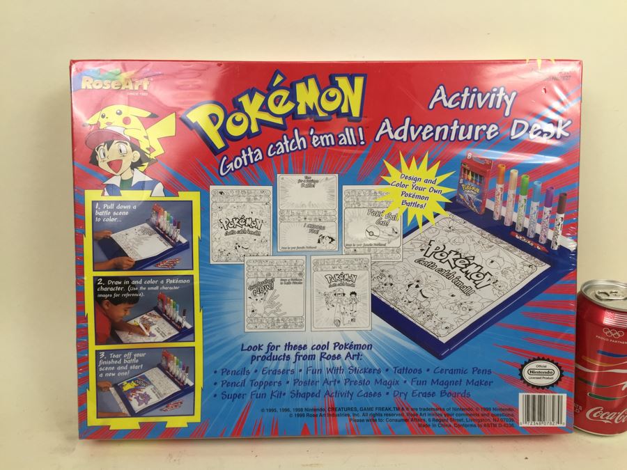 Pokemon Activity Adventure Desk RoseArt New In Box Sealed Vintage 1999 [Photo 3]