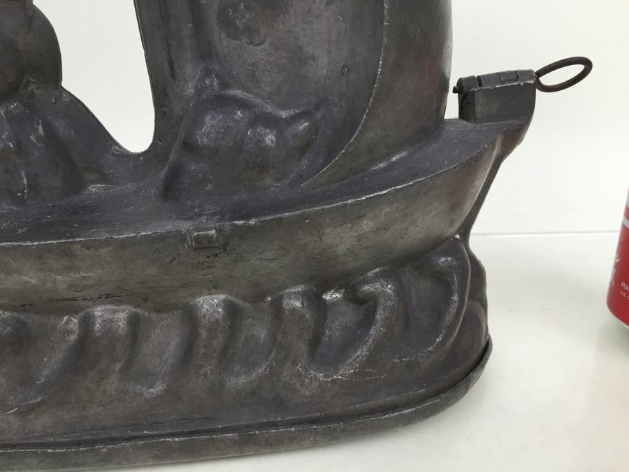 Large Vintage Pewter Ice Cream Mold Of Ship Marked CC [Photo 8]