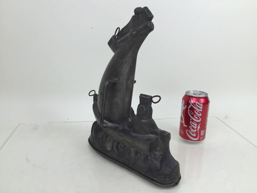 Large Vintage Pewter Ice Cream Mold Of Ship Marked CC [Photo 11]