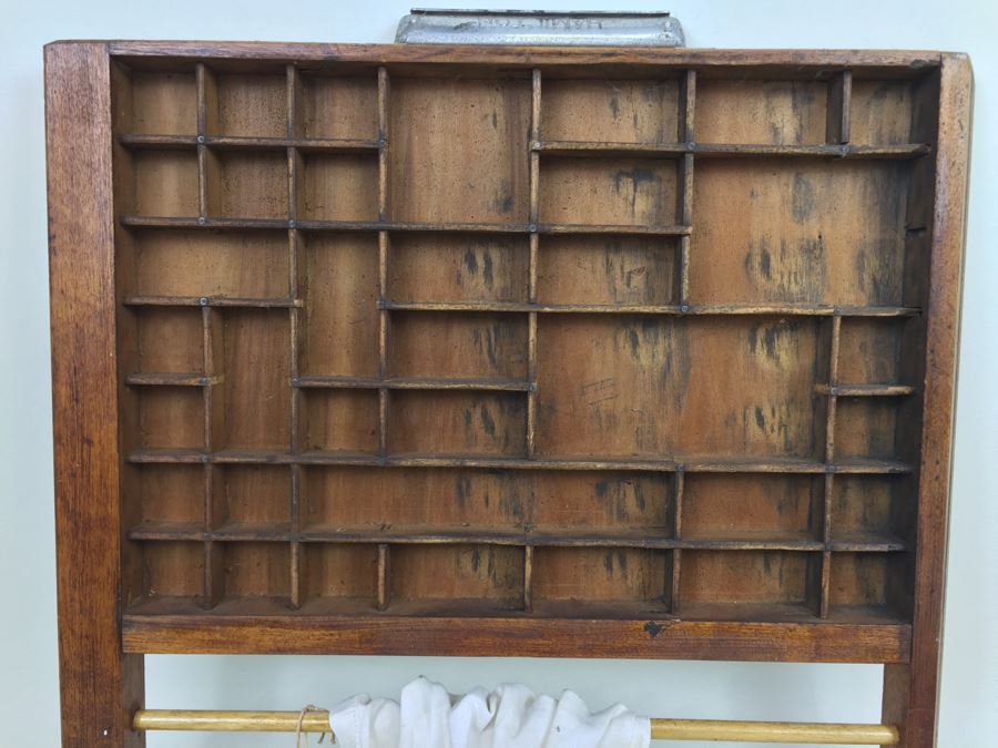 Vintage Printer Tray Converted To Towel Rack [Photo 2]