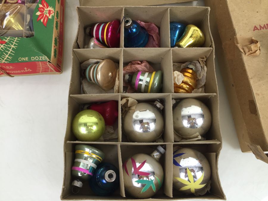 Huge Lot Of Vintage Christmas Tree Glass Ornaments In Original Boxes SHINY BRITE [Photo 3]