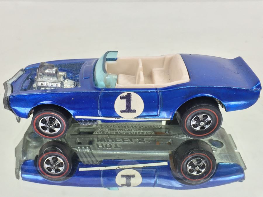 HOT WHEELS Redline 'Light-My-Bird' Blue Vintage 1969 Mattel Hong Kong [Photo 2]