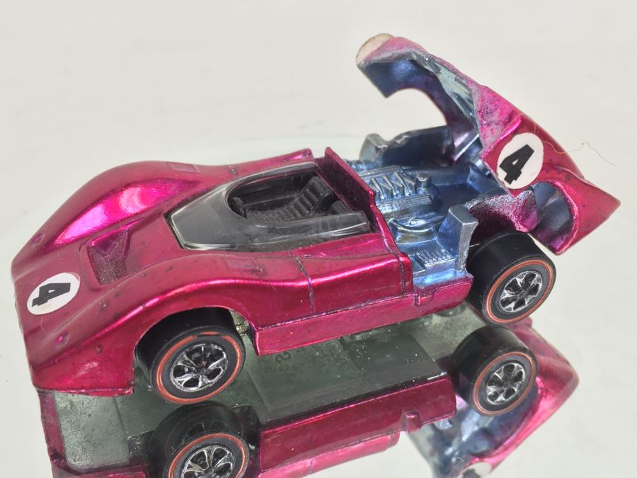 HOT WHEELS Redline 'McLaren M6A' Hot Pink Vintage 1968 Mattel USA