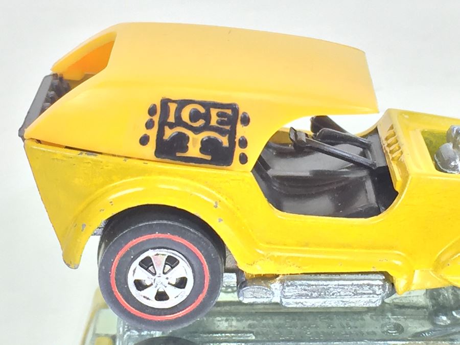 HOT WHEELS Redline 'ICE T' Yellow Vintage 1969 Mattel Hong Kong [Photo 4]