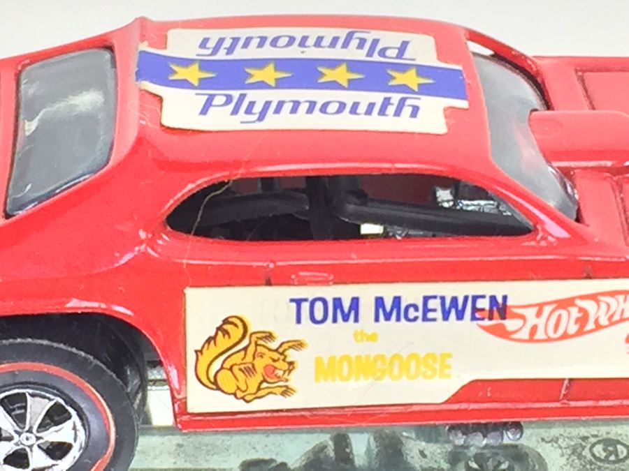 HOT WHEELS Redline 'Tom McEwen The Mongoose' Red with stickers Vintage 1969 Mattel USA [Photo 5]