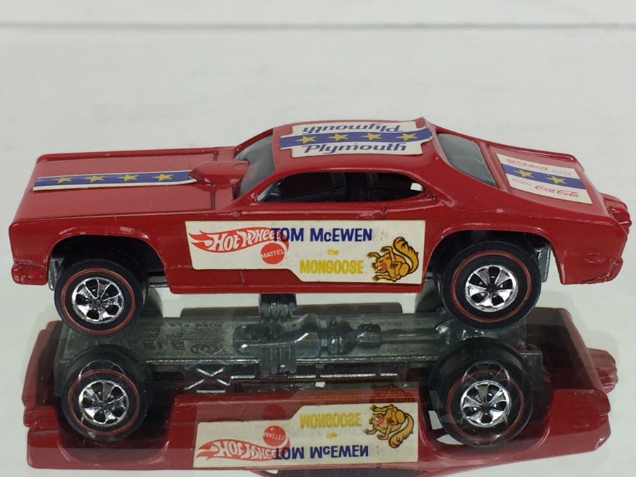 HOT WHEELS Redline 'Tom McEwen The Mongoose' Red with stickers Vintage 1969 Mattel USA [Photo 9]