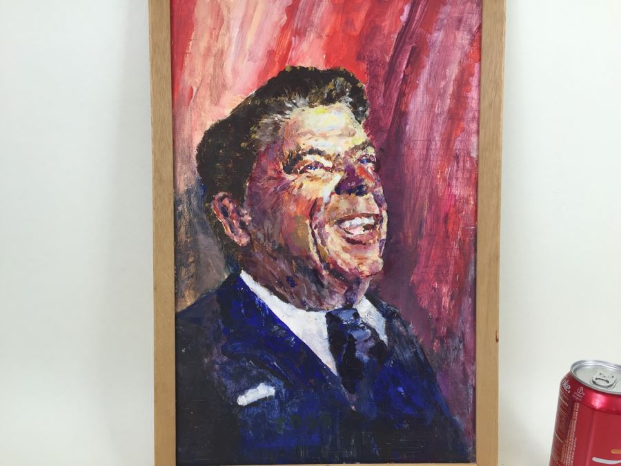 Vintage Original Ronald Reagan Painting Signed By JOSS [Photo 5]