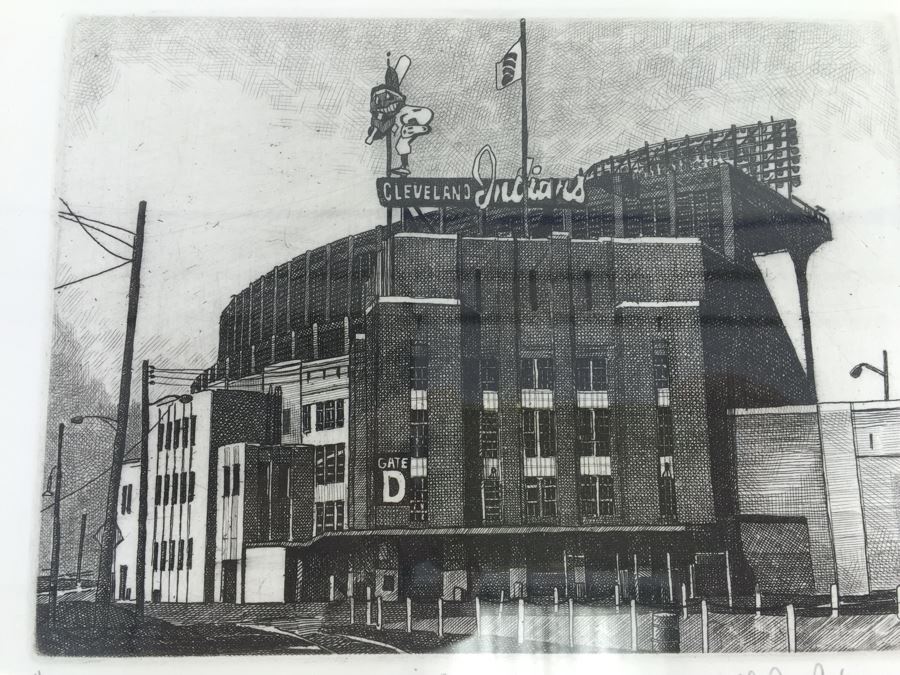 Philip C. Thompson Municipal Stadium Cleveland Indians Signed Limited Edition Lithograph 1999 142 Of 150 [Photo 5]