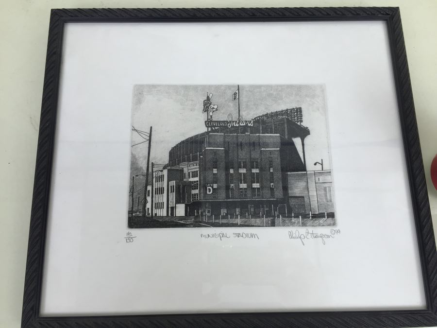 Philip C. Thompson Municipal Stadium Cleveland Indians Signed Limited Edition Lithograph 1999 142 Of 150 [Photo 4]