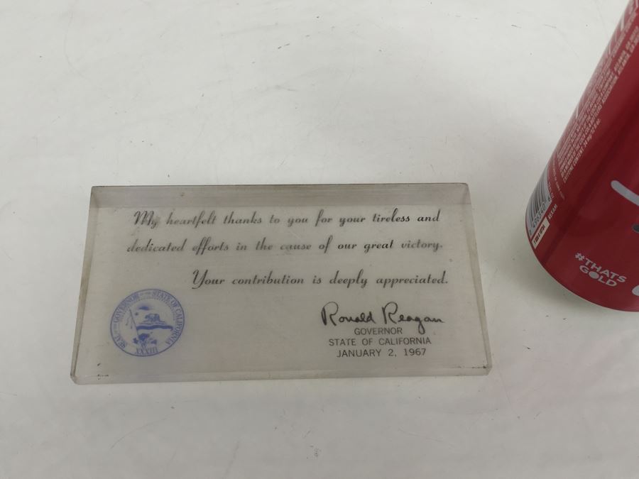 1967 Ronald Reagan Election Effort Appreciation Desk Paperweight [Photo 4]