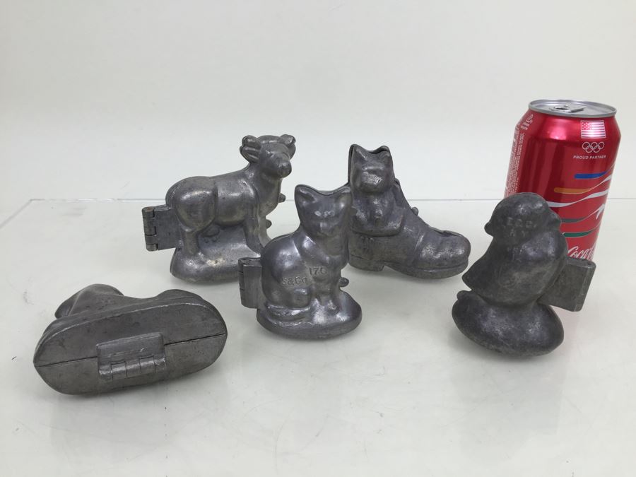 Collecton Of Vintage Pewter Ice Cream Chocolate Molds E & CO NY Eppelsheimer S & CO Animals