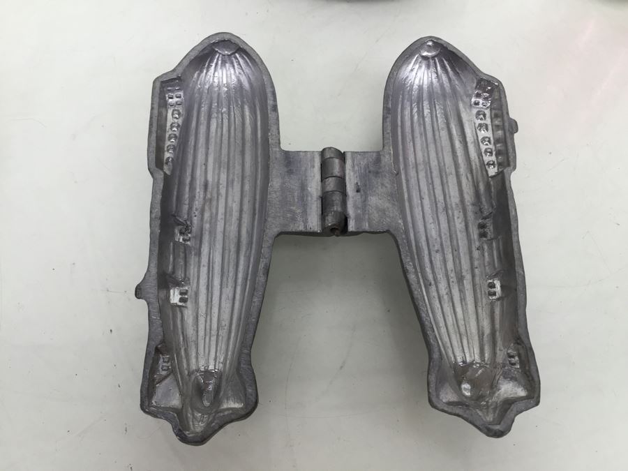 Collecton Of Vintage Pewter Ice Cream Chocolate Molds E & CO NY Eppelsheimer Zeppelin Submarine Sailboat [Photo 9]