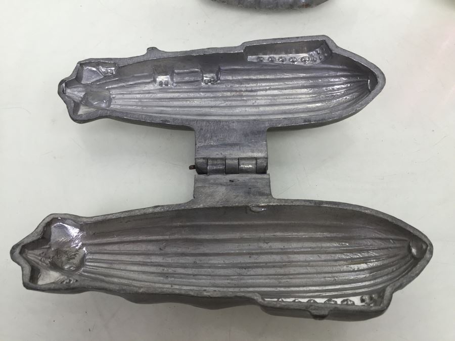 Collecton Of Vintage Pewter Ice Cream Chocolate Molds E & CO NY Eppelsheimer Zeppelin Submarine Sailboat [Photo 2]