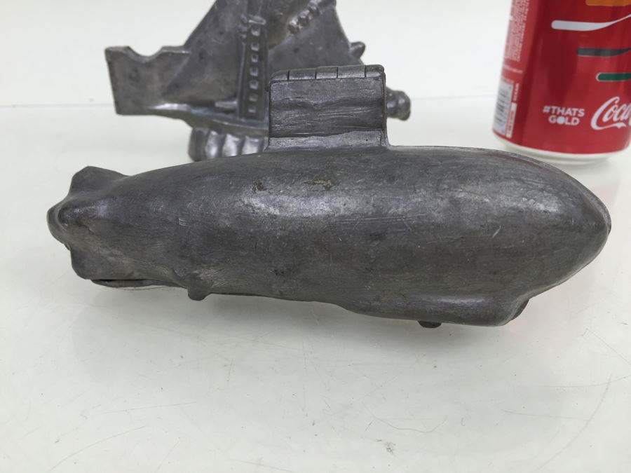Collecton Of Vintage Pewter Ice Cream Chocolate Molds E & CO NY Eppelsheimer Zeppelin Submarine Sailboat [Photo 7]