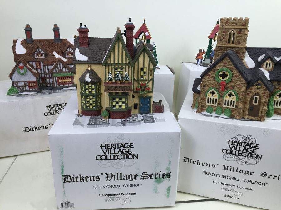 JUST ADDED - Department 56 Heritage Village College Dickens' Village Series Porcelain Decorations With Boxes [Photo 1]