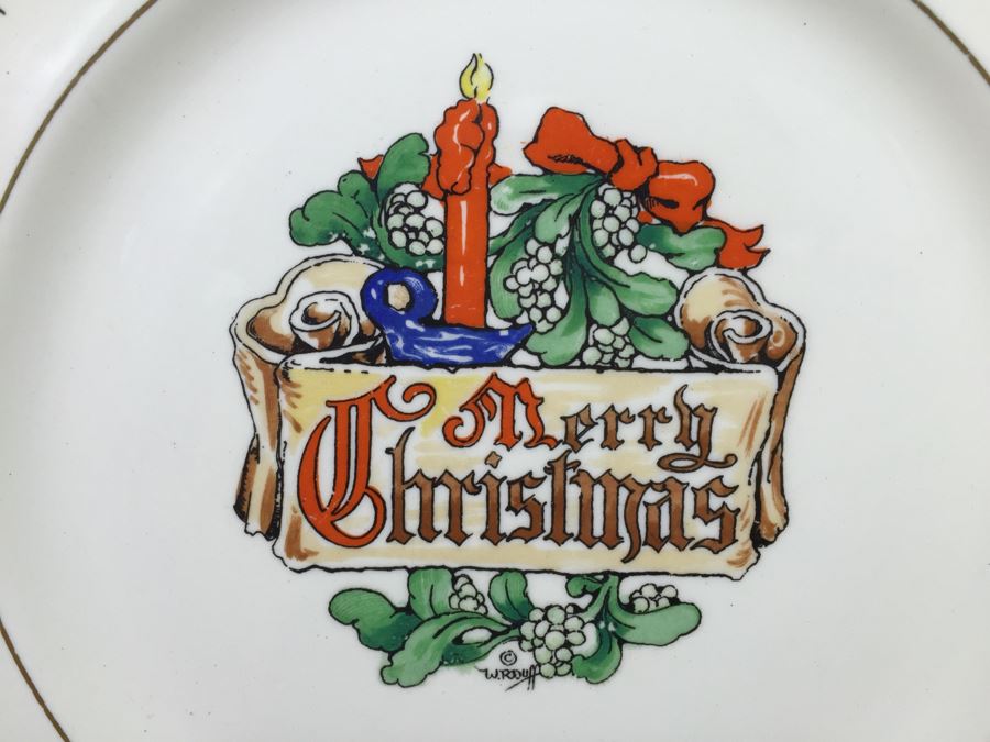 JUST ADDED - (15) Merry Christmas Dinner Plates By Walter R. Duff Made In England Issued By Fondeville New York [Photo 4]