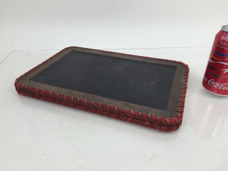 Vintage Two Panel Slate Chalkboard Laced Four Sides Folding  [Photo 4]