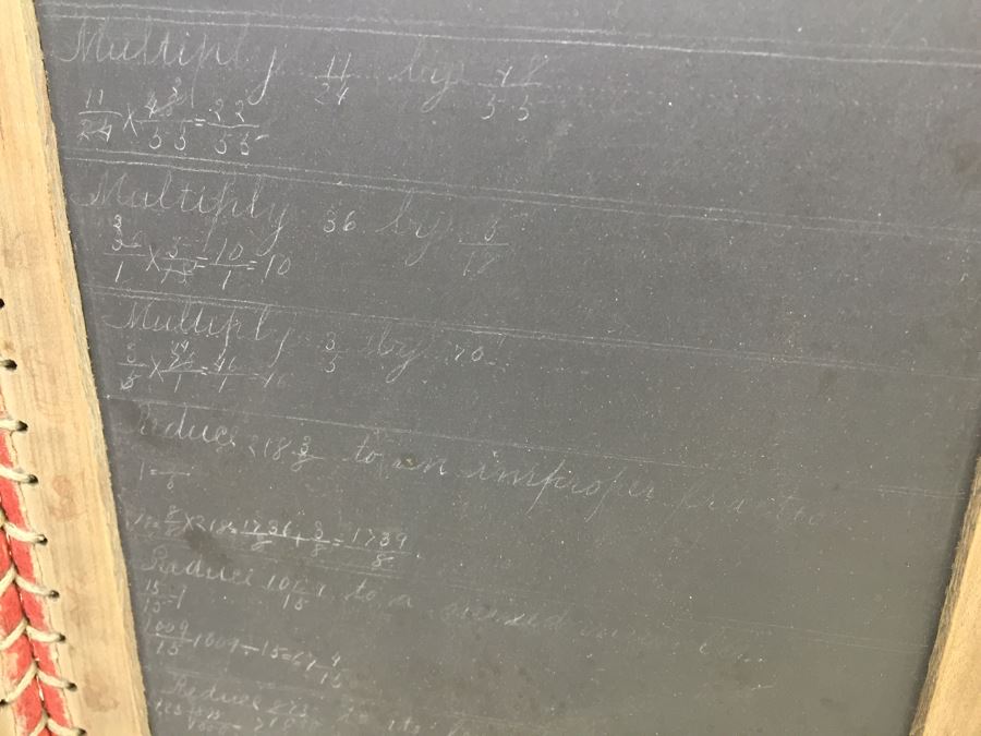 Vintage Two Panel Slate Chalkboard Laced Four Sides Folding  [Photo 9]