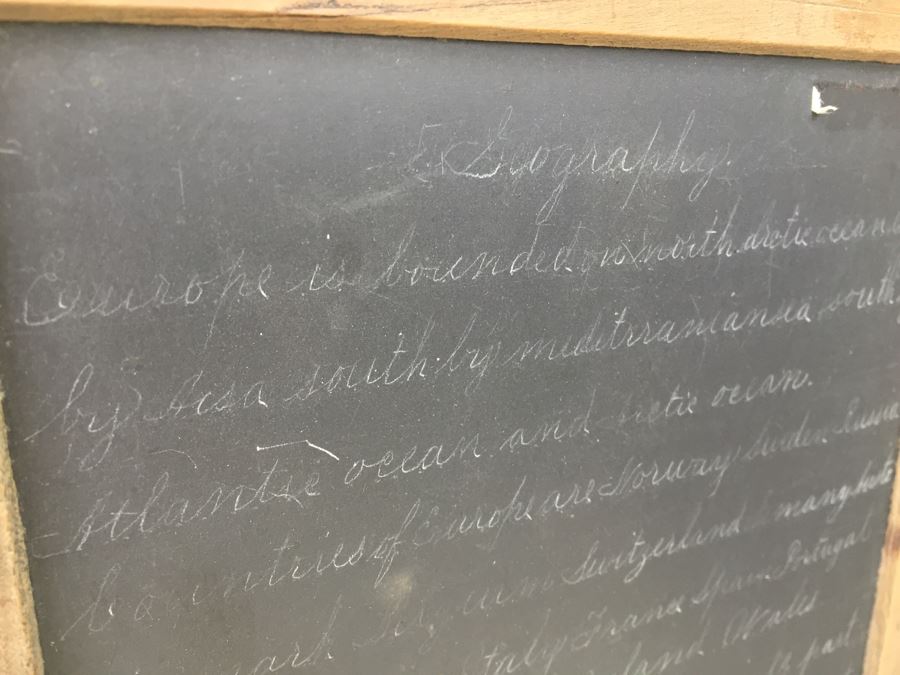 Vintage Two Panel Slate Chalkboard Laced Four Sides Folding  [Photo 5]