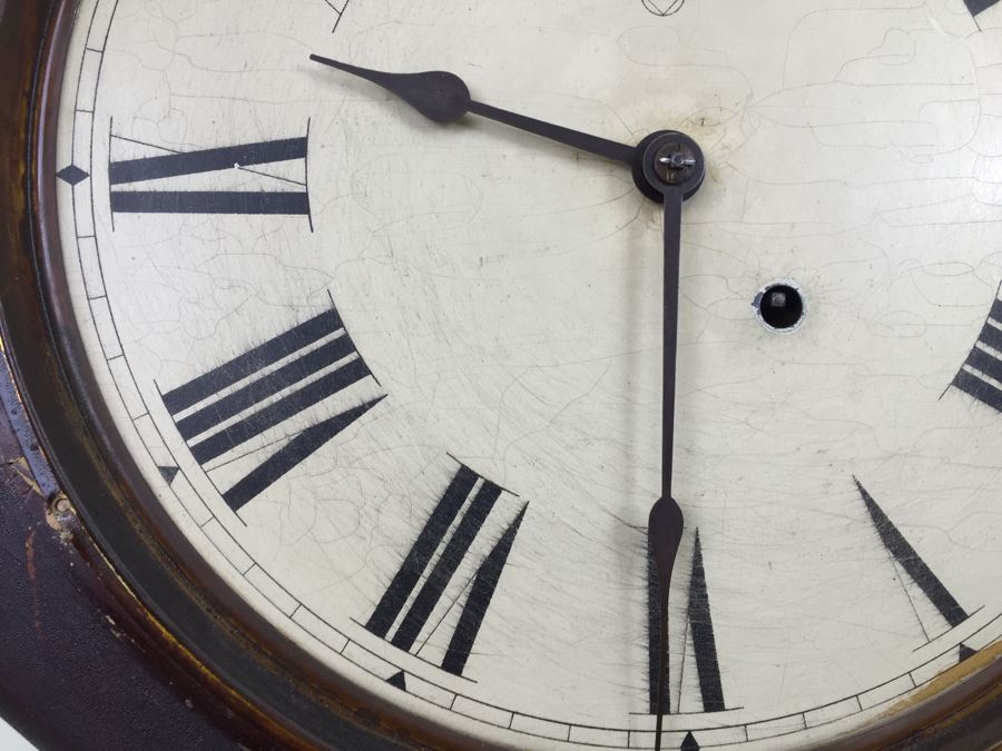 Vintage Seth Thomas Drop Octagon School House Wall Clock With Key [Photo 11]