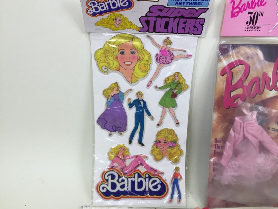 Huge Collection Of Barbie Items Including Sticker Fun Books, Coloring Books, Super Stickers And 30th Anniversay Barbie Magazine And Clothes [Photo 4]