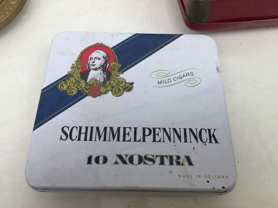 Keepsake Box Drawer Lot USN Navy Wall Plaques, Tins, Metal Playing Card Case, Flask [Photo 17]