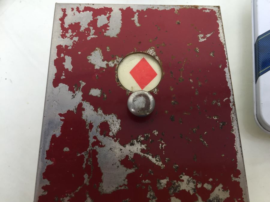 Keepsake Box Drawer Lot USN Navy Wall Plaques, Tins, Metal Playing Card Case, Flask [Photo 13]