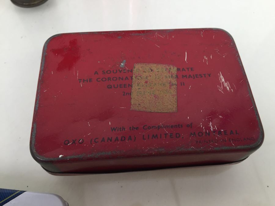 Keepsake Box Drawer Lot USN Navy Wall Plaques, Tins, Metal Playing Card Case, Flask [Photo 16]