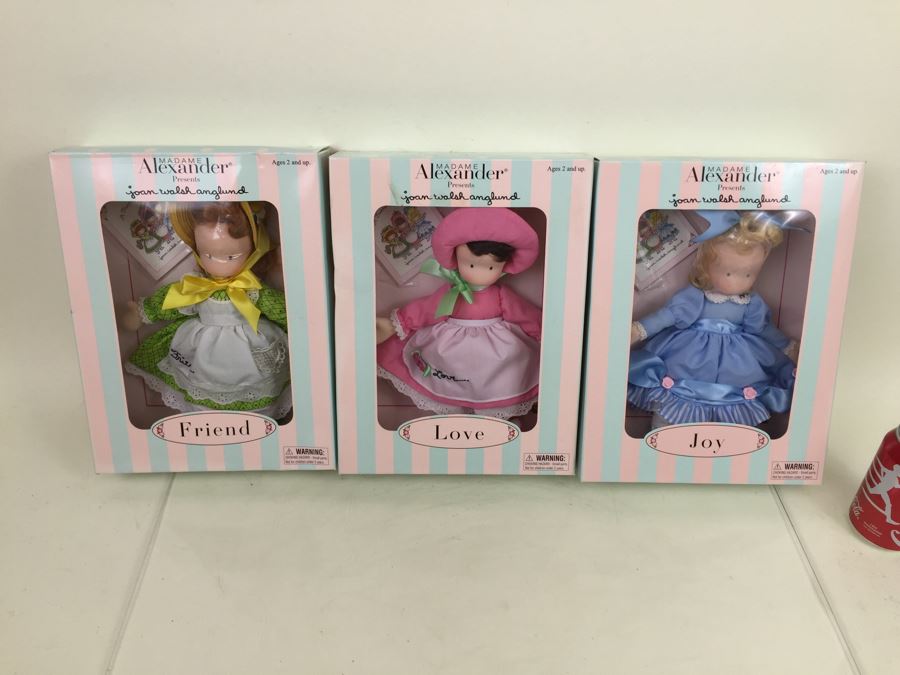 Madame Alexander Presents Joan Walsh Anglund Dolls Friend, Love And Joy New In Box With Books 2001