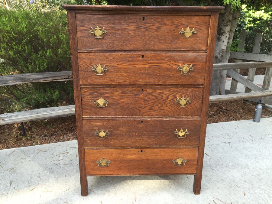 Antique Oak Chest Of Drawers Dresser
