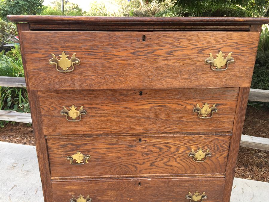 Antique Oak Chest Of Drawers Dresser [Photo 6]
