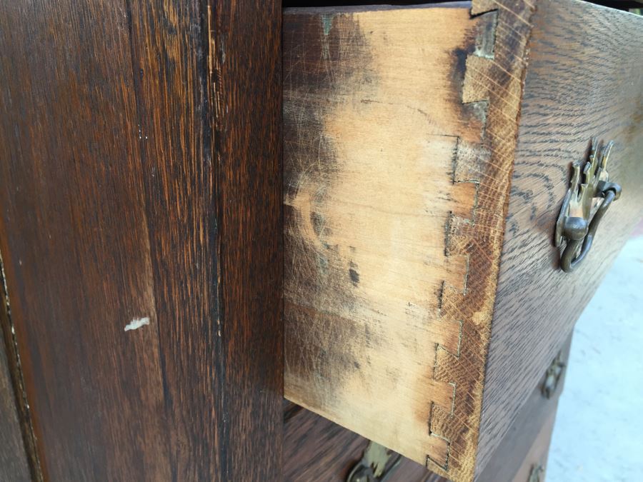 Antique Oak Chest Of Drawers Dresser [Photo 3]
