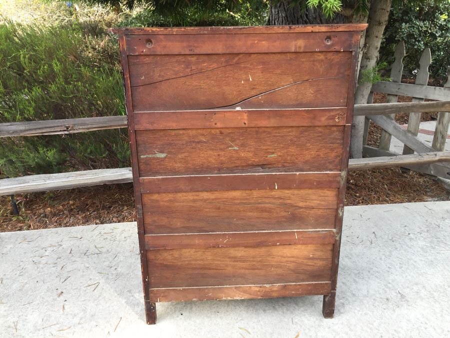 Antique Oak Chest Of Drawers Dresser [Photo 9]