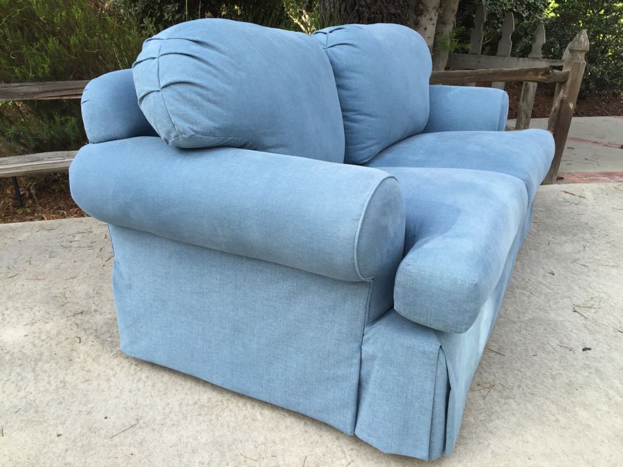 Nice Light Blue Uphostered Loveseat Sofa Beachy [Photo 5]