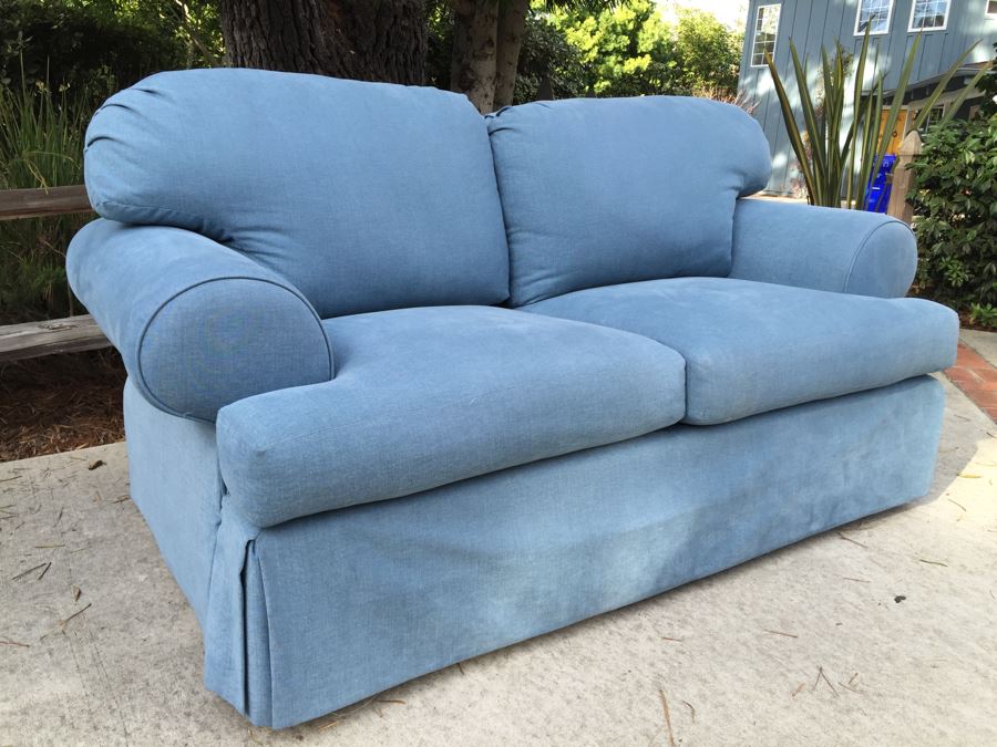 Nice Light Blue Uphostered Loveseat Sofa Beachy [Photo 2]