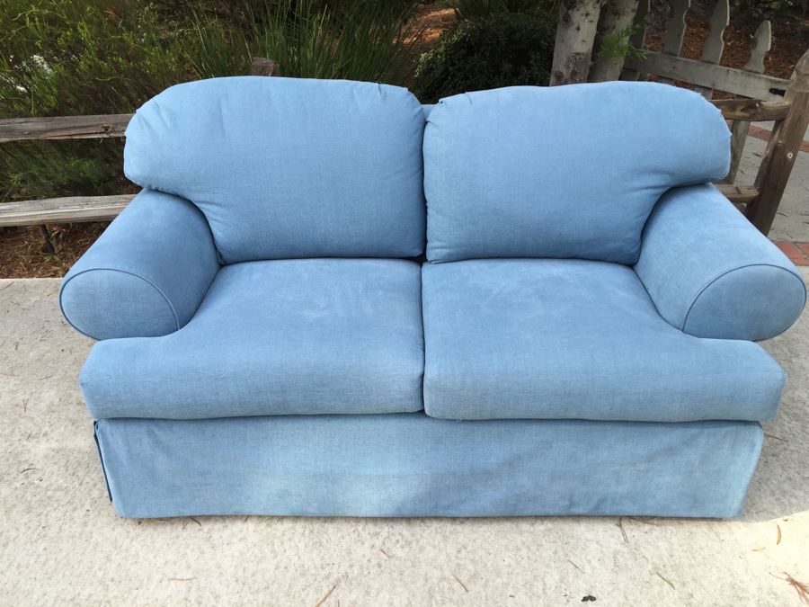 Nice Light Blue Uphostered Loveseat Sofa Beachy [Photo 4]