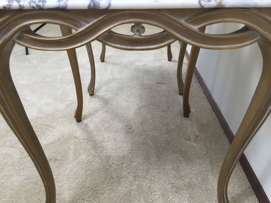 Pair Of Italian Marble Top Wooden End Tables [Photo 13]