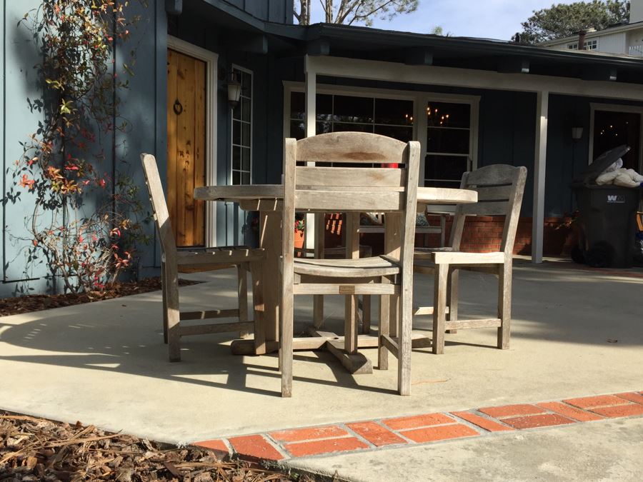 Smith & Hawken Teak Outdoor Table With Four Chairs [Photo 7]