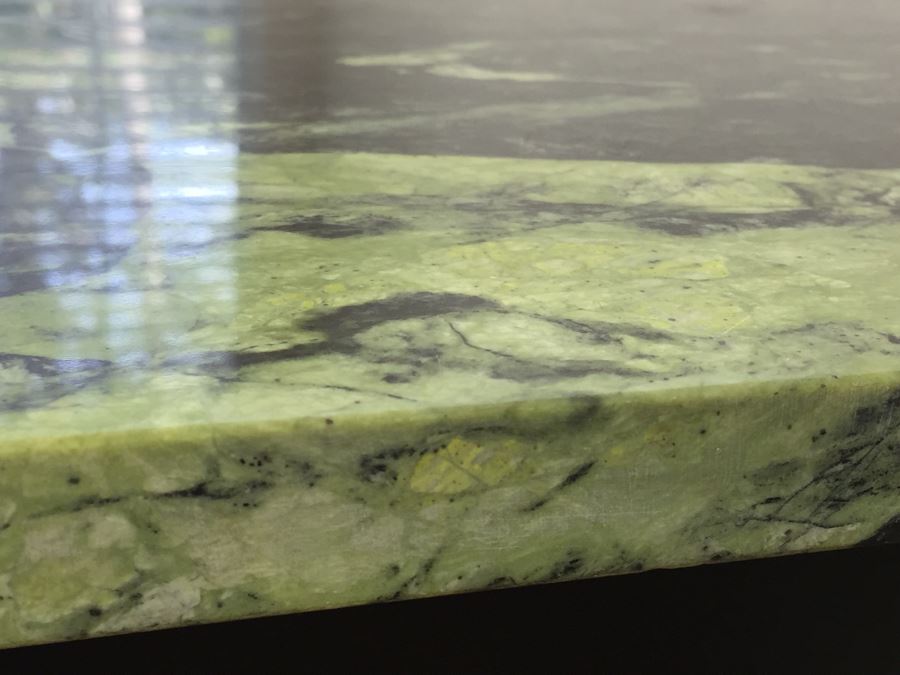Green Tone Marble Top Black Wooden Table [Photo 7]