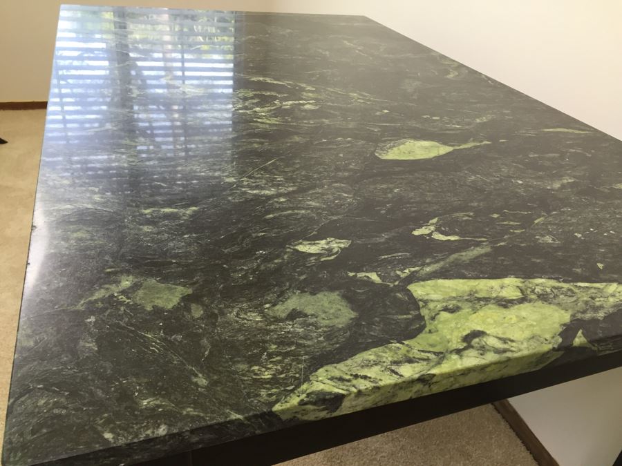Green Tone Marble Top Black Wooden Table [Photo 9]