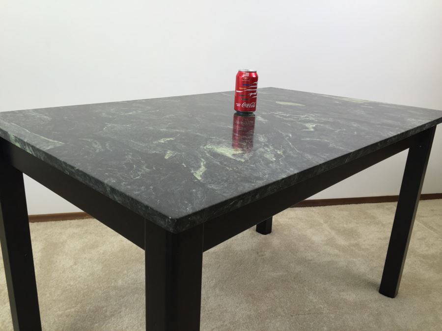 Green Tone Marble Top Black Wooden Table [Photo 16]