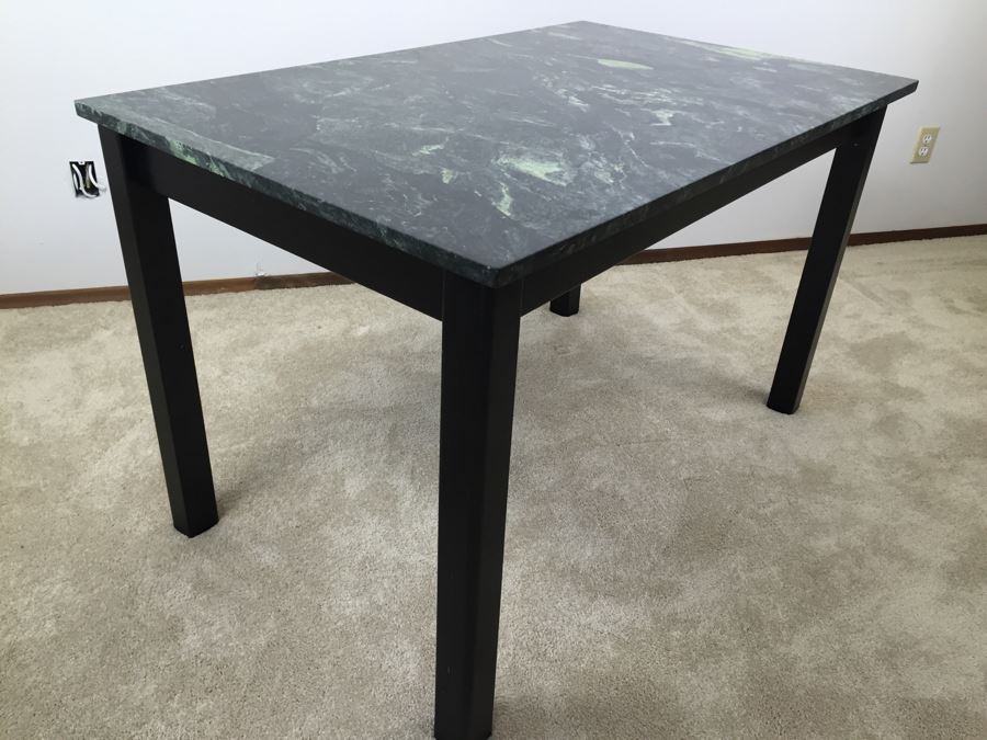 Green Tone Marble Top Black Wooden Table [Photo 13]